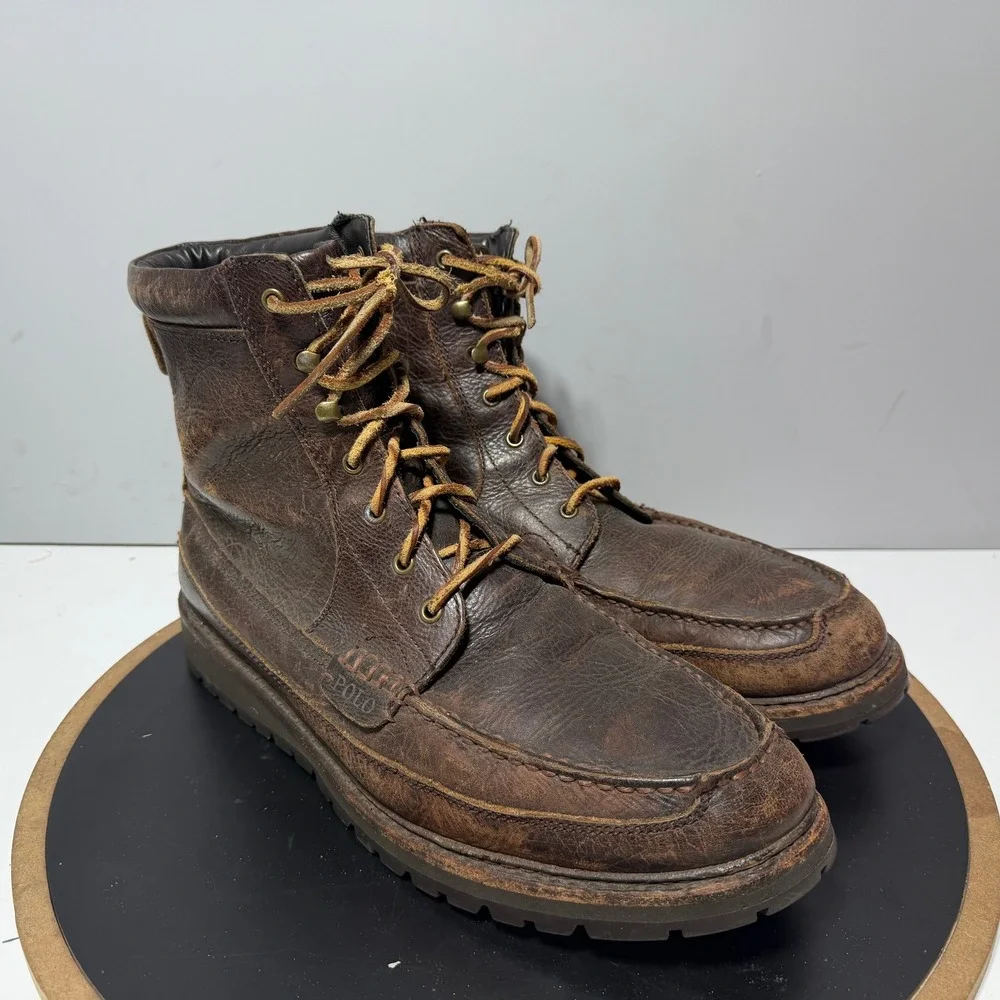 Polo Ralph‎ Lauren Boot Men 13 D Moc Toe Willingcott Brown Leather Rugged Gorp